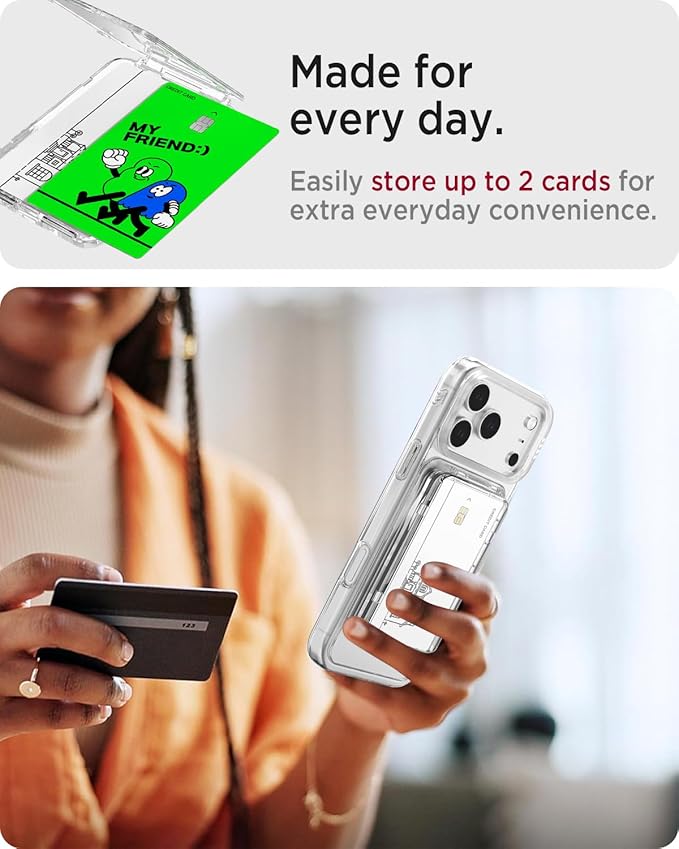 Miimall Clear for MagSafe Wallet with Stand, 2-Card Holder for iPhone 17/16/15/14/13/12 Pro Max Plus Air, Pixel 10 Series, Ultra Thin Slim Strong Magnetic Phone Wallet Stick for iPhone Transparent