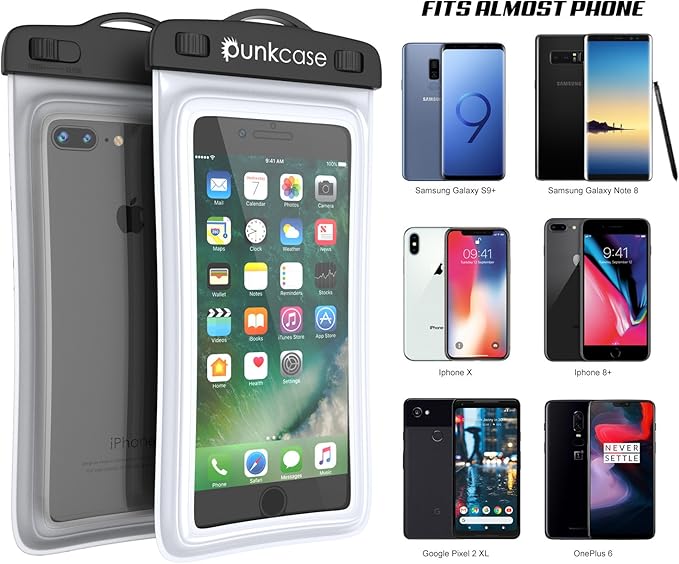 Waterproof Phone Pouch, PunkBag Universal Floating Dry Case Bag for Most Cell Phones incl. iPhone 8 Plus & Samsung Galaxy S9 | Perfect for Keeping Your Cellphone & Valuables Dry and Safe