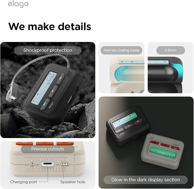 elago Pager Compatible with AirPods Pro 2nd Generation Case Cover, Compatible with AirPods Pro 2 Case, Lanyard Included, Shock Resistant, Full Protection, for Men, for Women (Classic White)