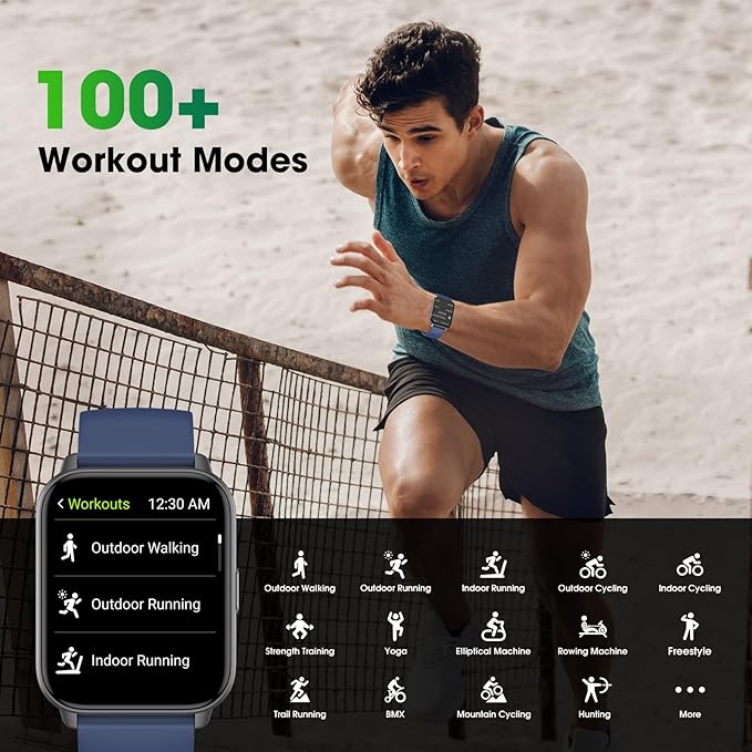 Smart Watch (Answer/Make Call) for Women Men, Fitness Tracker with Heart Rate, Blood Oxygen, Sleep Tracker, IP68 Waterproof Fitness Watch Step Calorie Counter Pedometer Compatible iPhone & Android