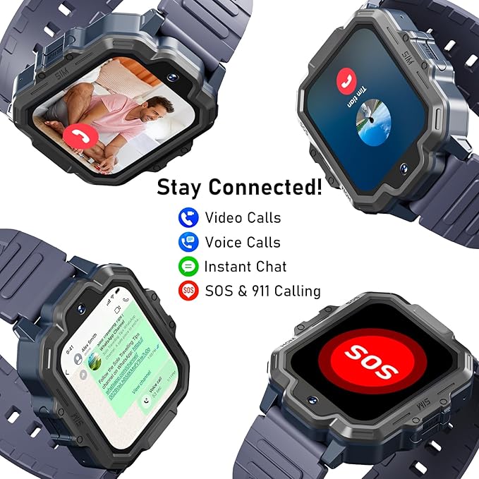 4G Kids Smart Watch, T17 Smartwatch Gifts with Panda Holder, GPS Tracker, Video Calling, SOS, Voice Chat, SMS, School Mode, Puzzle Games, HD Touch Screen for Boys & Girls 3-12（Gray）