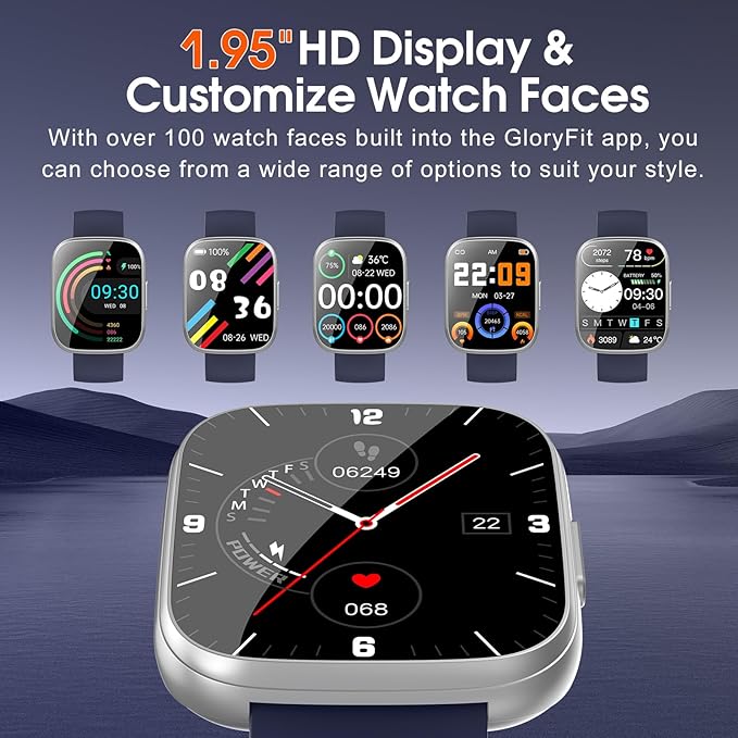 Smart Watches for Men Women, 1.95" HD Touchscreen Fitness Tracker with Bluetooth Calls, IP68 Waterproof, 120+ Sport Modes, 7-Day Battery, 24/7 Heart Rate & Sleep Monitor for Android iOS (Blue)