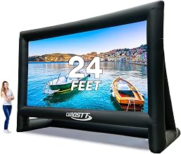 Inflatable Projector Screen, 24FT Blow Up Movie Screen Outdoor Projector, Easy Set Up One-piece Design Front & Rear Projection with Air Blower for Outside Backyard Family Movie Night Pool Party - Image 1