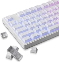 White Topographic PBT Keycaps,97 Key Caps Set Side Printed,No Tear & Fade Shine Through RGB Backlit Cherry Profile Keycaps (Ergonomic,Doubleshot) for 61/64/66/68/71/75/84/87 MX Mechanical Keyboards - Image 1