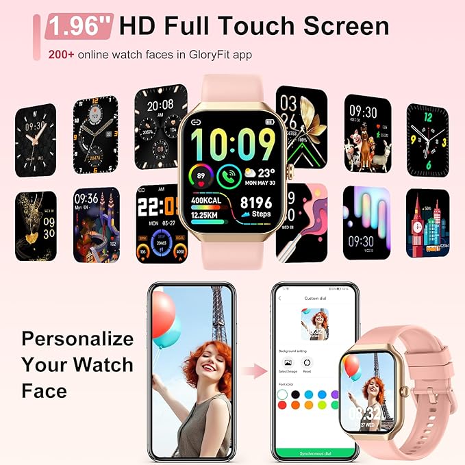 Smart Watch for Men Women Answer/Make Calls, 1.96" HD Fitness Watch with Heart Rate Monitor Sleep Monitor, 113+ Sports Activity Trackers with Step Counter, IP68 Waterproof, Smartwatch for Android/iOS