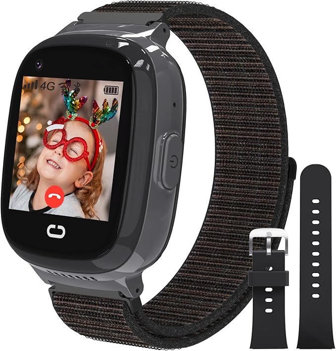 PTHTECHUS 4G Kids Smart Watch with SIM Card, Kids GPS Watch with Video Call Voice Chat WiFi/GPS/Call SOS Chat Bluetooth Camera Music Alarm Clock, Wrist Watch for 5-12 Girls Boys