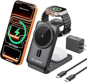 25W Travel Charger 3 in 1 Foldable Magnetic Wirelss Charging Station