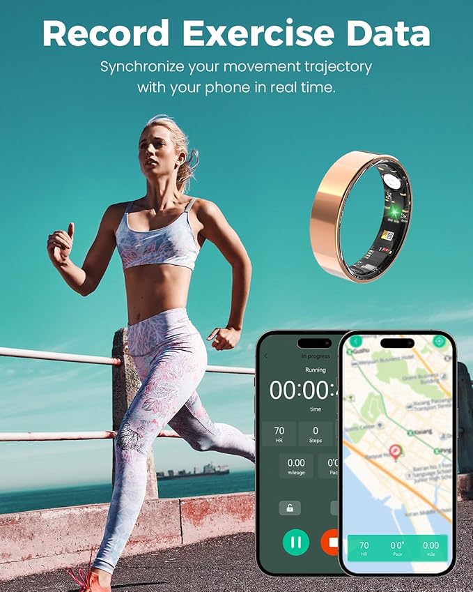 Smart Ring for Women Men Fitness Tracker with Blood Oxygen,Heart Rate,Sleep Monitoring,Step Counting,for iPhone and Android,Waterproof Smart Blood Pressure Monitor,No Subscription Fees (10)