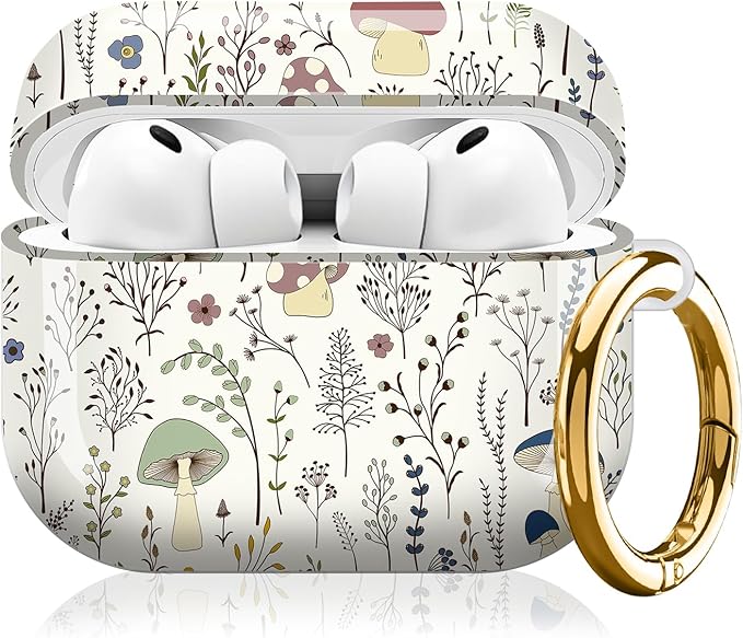 Compatible with AirPod Pro 3 (2025),Cute Case Cover for Women & Men, Full Protection Shockproof Hard Case with Keychain, Wireless Charging Case Accessories(Colorful Wild Plants Fungus)