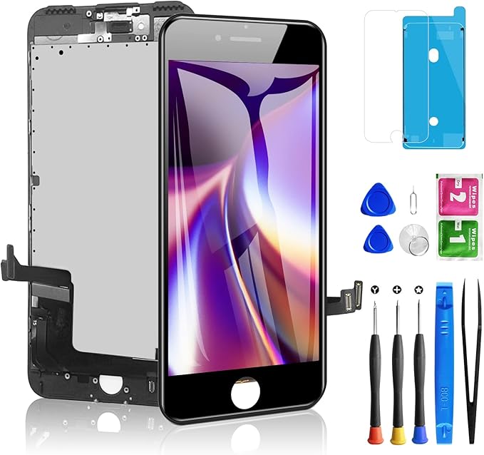 for iPhone 7 Plus Screen Replacement 5.5 Inch Black, Diykitpl 3D Touch LCD Screen Digitizer Replacement for A1661,A1784,A1785, with Repair Tools Kit+Waterproof Frame Adhesive+Screen Protector