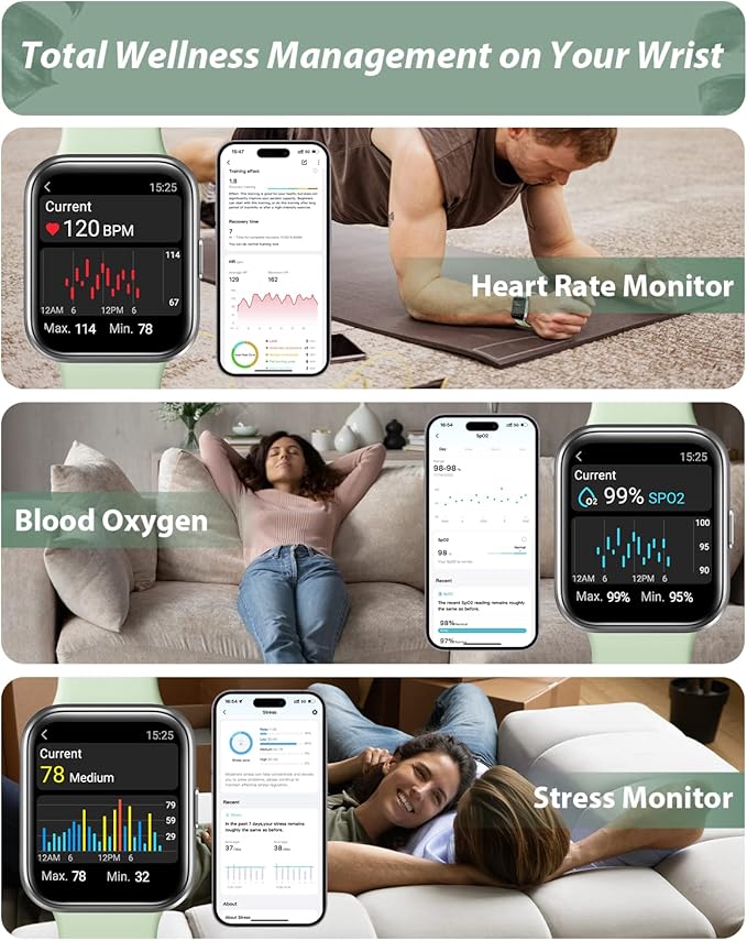 Tensky Smart Watch for Men Women(Call Receive/Dial), Alexa Built-in, 1.8" Touch Screen Fitness Tracker with Heart Rate Sleep Tracking, 100 Sports Modes, 5ATM Waterproof Smartwatch for Android iPhone