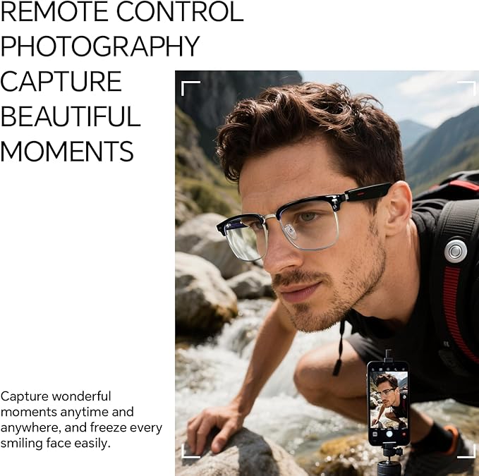 Bluetooth Smart Glasses with Camera, Real-Time Translation, Voice Assistant for Sports/Cycling/Running, Bone-Conduction Music Glasses (Sunglasses)