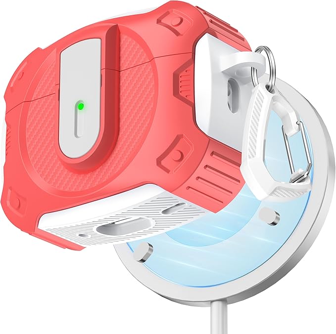 RFUNGUANGO for AirPods Pro 2 Case, Compatible with Airpods Pro Case 2nd / 1st Generation, Compatible with MagSafe, with Cleaning Kit and Keychain, Visible LED, Rosa