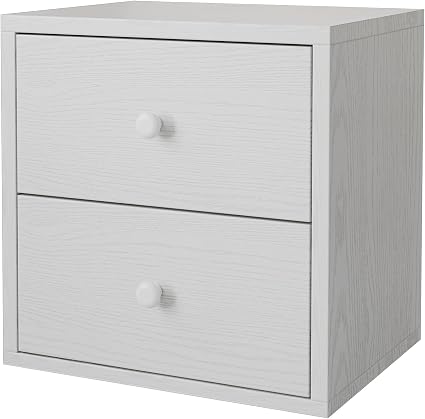 FUSUNBAO Magic DIY Cube Storage Organizer Stackable Cubes for Home Books Clothes Toy-Modular Cubby Storage System-Office Cubical-Bookcase Closet (Pure White-Washed, Drawer Cube)