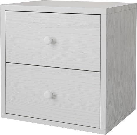 FUSUNBAO Magic DIY Cube Storage Organizer Stackable Cubes for Home Books Clothes Toy-Modular Cubby Storage System-Office Cubical-Bookcase Closet (Pure White-Washed, Drawer Cube)