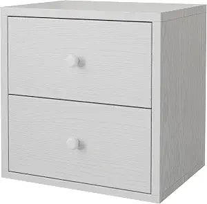 FUSUNBAO Magic DIY Cube Storage Organizer Stackable Cubes for Home Books Clothes Toy-Modular Cubby Storage System-Office Cubical-Bookcase Closet (Pure White-Washed, Drawer Cube)