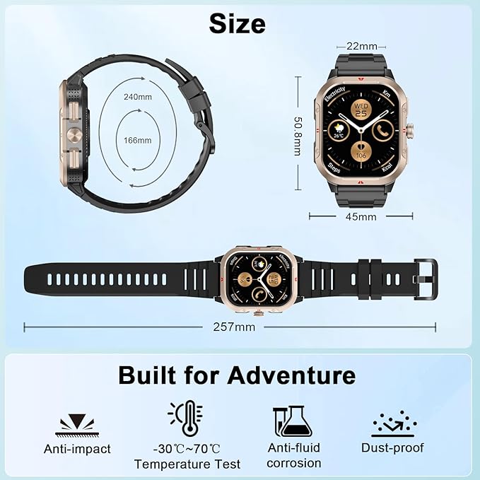 Smart Watch for Men Women GPS, Military 2.06" Fitness Tracker with Bluetooth Calling, Smartwatch Heart Rate Sleep SpO2 Step Counter, Voice Assistant, Activity Tracker 100+ Sport Modes for Android iOS