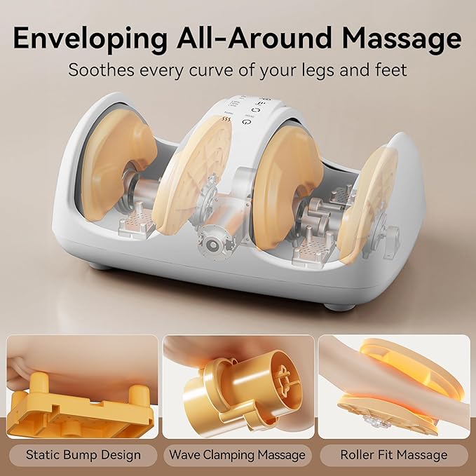 Foot and Calf Massager with Heat, Cloud Foot Massager for Neuropathy, Plantar Fasciitis and Circulation, Shiatsu Foot Massager Machine with Massage Roller for Pain Relief, Gifts for Women/Men