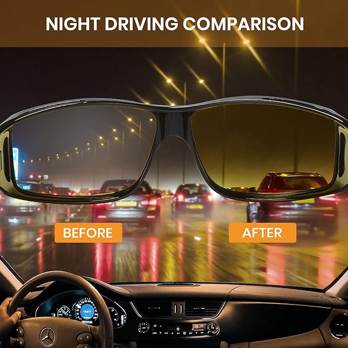 Cyxus Photochromic Day Night Vision Driving Glasses Men Women Fit Over Polarized Wrap-Around Eyeglasses 1304Hi