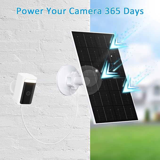 FUTUREZEN 4W Solar Panel for WYZE Cameras, USB-C & Micro USB Solar Charger, Compatible with WYZE Cam Pro, Outdoor Cam V1/V2, 9.8ft Cable, IP66 Waterproof, 360° Adjustable Mount (2 Pack)
