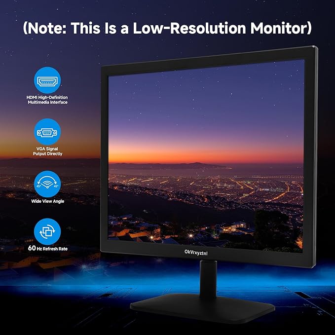 17" Monitor 1280 X 1024 with 45% sRGB Color Correction and 5:4 Aspect Ratio, 75 Hz, VESA Mountable, LED Monitor for PC, Laptop and Computer VGA, HDMI, TN Panel