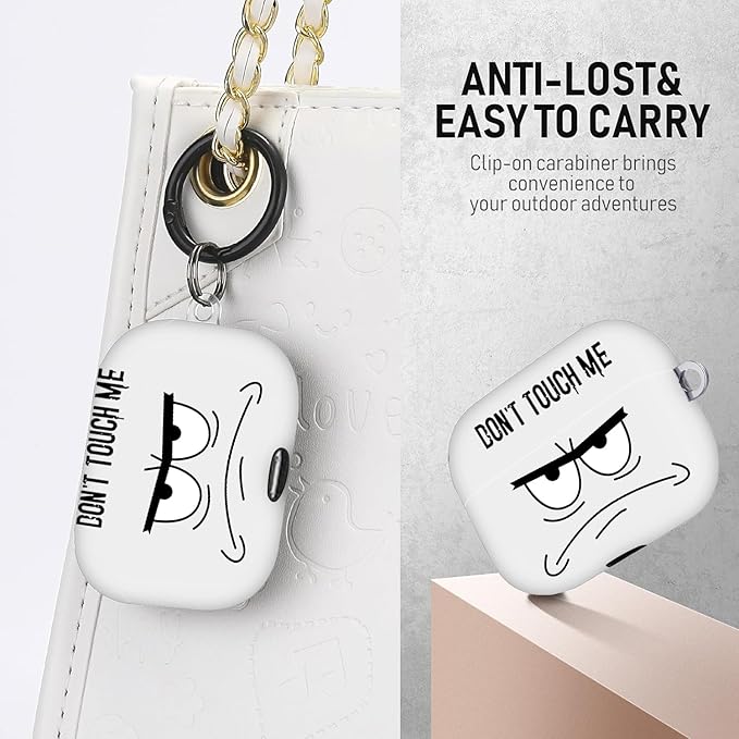 Compatible with Airpods Pro 3 Case(2025),Don't Touch Me for Airpods Pro 3rd Generation Cases Cover with Lanyard Soft Silicone Cute Shockproof Cover for Women Men,Black