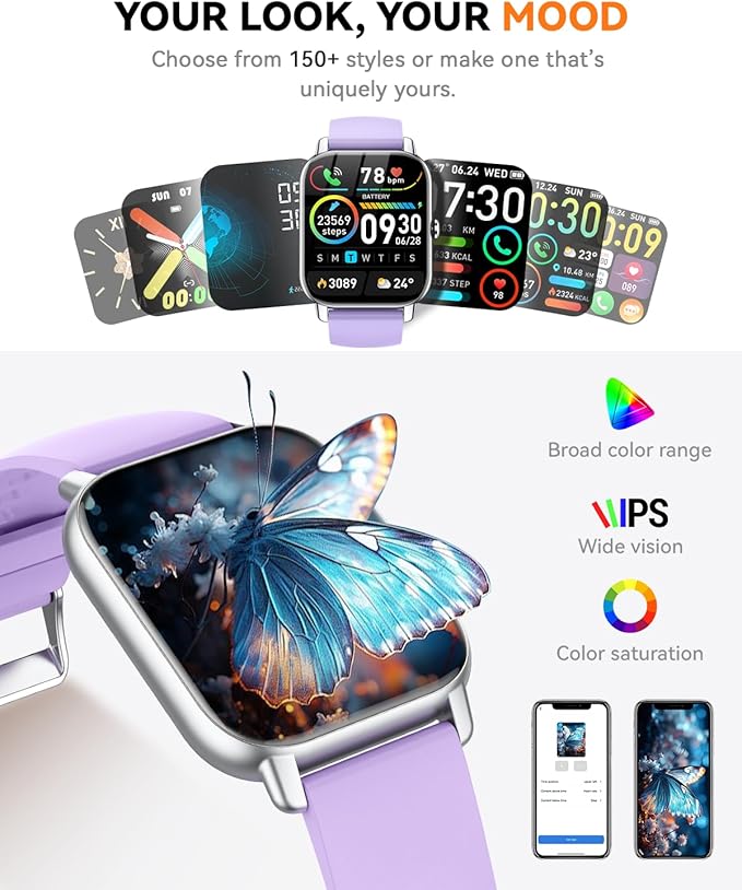 Smart Watches for Men Women(Answer/Make Call),1.85 inch HD Fitness Tracker Watch with Activity Counter/Sleep Monitor/ 110+ Sports Modes,IP68 Waterproof Smart Watch for Android iPhone iOS Compatible