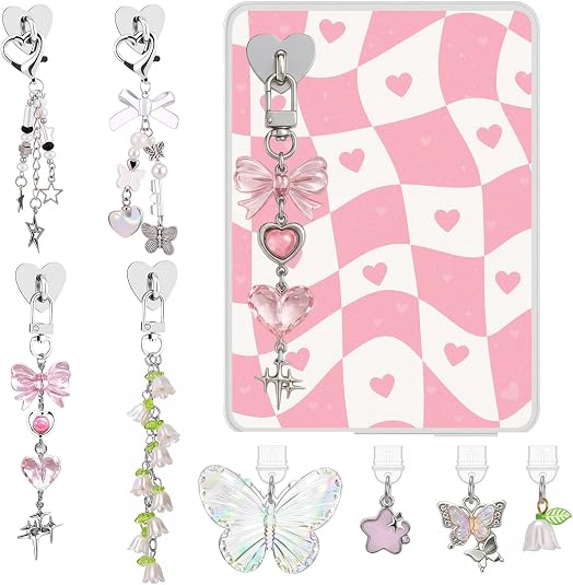 Liliaafar 8 Pcs Cute Charms Set for E-reader Phone