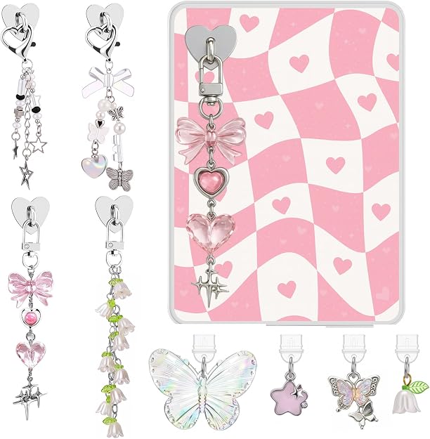 Liliaafar 8 Pcs Cute Charms Set for E-reader Phone