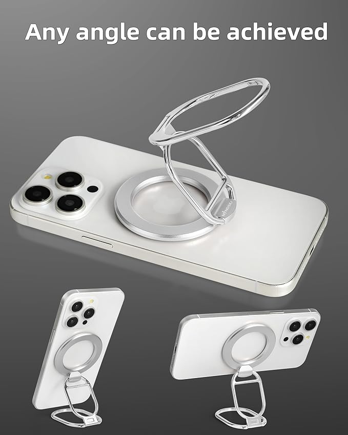 MINDSKY Phone Stand Phone Grip Compatible with iPhone 12/13/14/15 Mini/Pro/Pro Max Accessories Removable Magnetic Finger Phone Ring Grip (Silver)