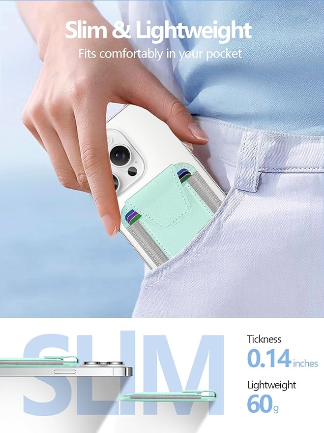 Miroddi for MagSafe Wallet with Privacy Flap, Strongest Magnetic Card Holder for iPhone 17, iPhone 16/15/14/13/12 Series, Detachable Leather Magnetic Phone Wallet, RFID Blocking, Fit 7 Cards, Green