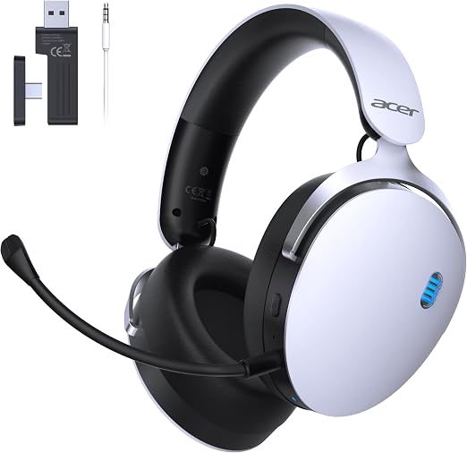 Acer Wireless Gaming Headset with Aluminum Frame for PS5, PC, Switch -White