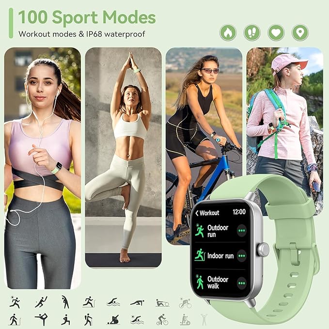aeac Smart Watches for Women Men Android & iPhone, Alexa Built-in, 1.8" Touch Screen Smartwatch with Answer/Make Calls, Fitness Watch with IP68 Waterproof Heart Rate/Sleep Monitor, 120+ Sport Modes
