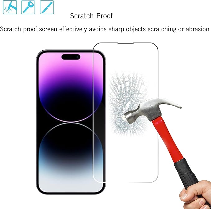 Ailun 3 Pack Screen Protector for iPhone 14 Pro Max [6.7 inch] + 3 Pack Camera Lens Protector,Sensor Protection,Dynamic Island Compatible,Case Friendly Tempered Glass Film,[9H Hardness] - HD