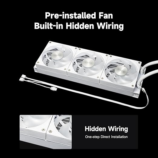 PCCOOLER CPU Cooler, 360mm AIO Liquid Cooling, High-Performance Pump, 2.4” IPS Display, CPS ARGB Water Cooling with Quiet F5 R120 Fans(DC360 White)
