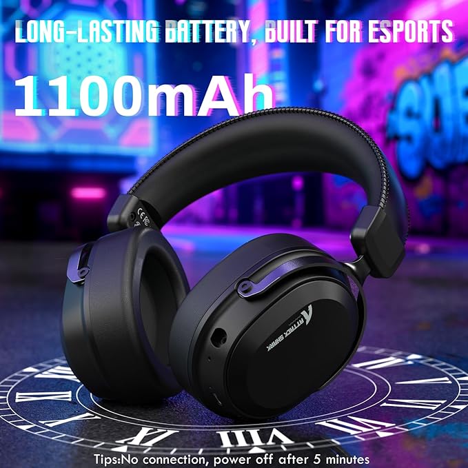 ATTACK SHARK L30PRO Wireless Gaming Headset,7.1 Surround Sound, 50mm Drivers,20ms Low Latency,Detachable Noise-Canceling Mic, Aluminum Alloy Frame,Tri-Mode Connectivity Over-Ear Headset-Black