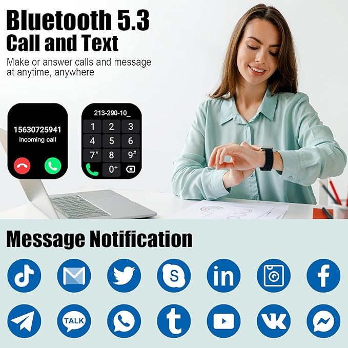 Smart Watch for Men Women, 2026 Release (Answer/Make Call) 1.96" HD Fitness Tracker Running Watch,IP68 Waterproof, Pedometer,Step/Sleep/Heart Rate Monitor,110+ Sport Mode Smartwatch for Android Phone