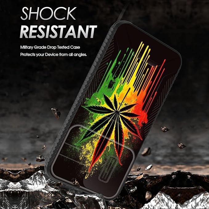 for Galaxy A15 5G Case Built in Slide Camera Lens Cover,Heavy Duty Shockproof Protection Dual Layer Case for Samsung Galaxy A15 5G 6.5 inch 2024,Marijuana Leaf Weed