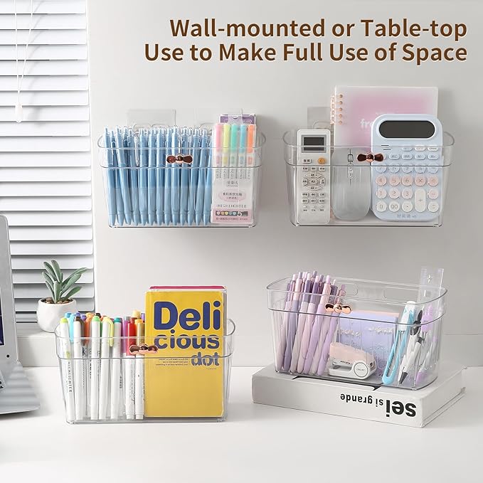 3 Pack Adhesive Cabinet Door Organizer, Kitchen Under Sink Organizer Caddy, Clear Plastic Storage Bins for Pantry, No-drill Wall Storage Box, Hanging Makeup Organizer Floating Shelf for Bathroom