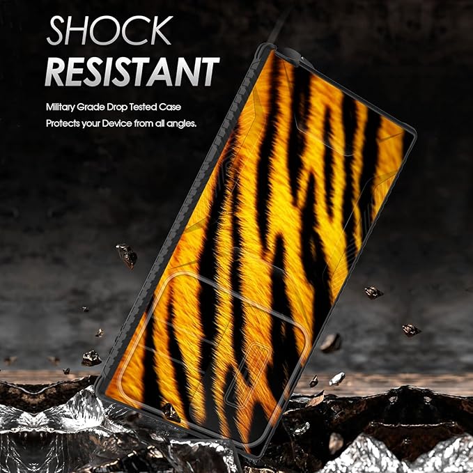 for Galaxy S26 Ultra Case Built in Slide Camera Lens Cover,Heavy Duty Shockproof Protection Dual Layer Case for Samsung Galaxy S26 Ultra 6.9" 2026,Tiger Texture Print