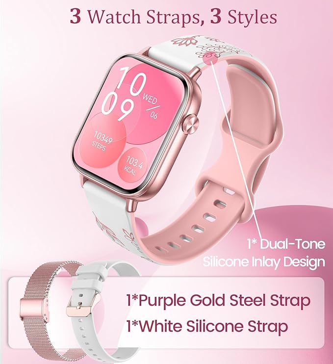 1.83'' Smart Watch for Women with Bluetooth Call (Answer/Dial), Activity Fitness Tracker with 100+ Sport Modes Heart Rate/Sleep Monitor Pedometer, Women Smartwatches Compatible Android Phone iPhone