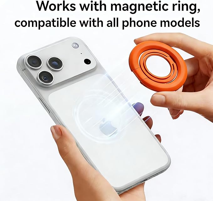 Generic Magnetic Phone Holder, Compatible with MagSafe Compatible Phone Stand, 360° Rotation Finger Ring Kickstand with Two-Sided Magnet for iPhone 17 Pro Max 16 15 14 13 12 MagSafe Accessories