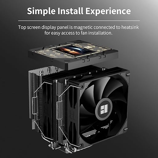 Thermalright Peerless Assassin 120 Vision Black CPU Cooler, PC Heatsink Cooler 6 Heat Pipes, 2.8’’ Magnetic Display Screen with 320x240 Resolution,for AM4/AM5,Intel LGA1700/1851/115x