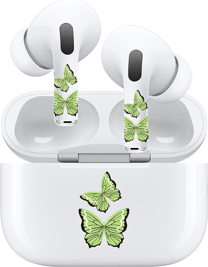 ROCKMAX for AirPods Glow in The Dark Skin Set, Butterfly Earbud + Charging Case Stickers with Applicator & Spare, Universal Fit for AirPods 1/2/3/4 & Pro/Pro 2/Pro 3, Sweat-Resistant, Removable