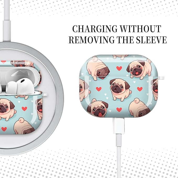 for AirPods Pro 3 Case, Compatible with AirPods Pro 3rd Generation Case (2025), Shockproof Protective Cover with Golden Carabine (Cute Dog Hearts Blue)