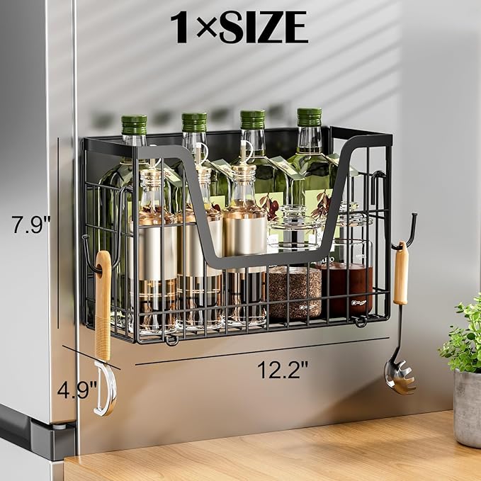 Magnetic Shelf Basket for Refrigerator,Fridge Magnet Shelf Organizer,Side of Fridge Storage Bin,No Assembly Space Saving for Fruits,Veggies,Snacks-1 Pack