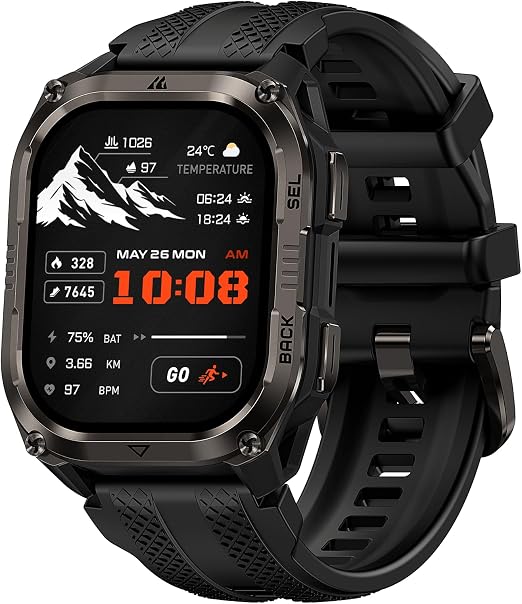 KOSPET Pulse 2 Smart Watch with GPS, 5 ATM/IP69 Waterproof, 15-Day Battery