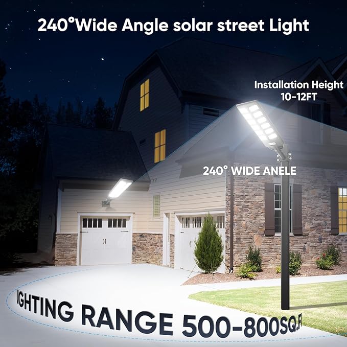 Solar Street Lights Outdoor Waterproof, IP66 15000LM 6500K Solar Flood Lights Dusk to Dawn Wide Angle Motion Sensor and Remote,Upgrade Fixing Rod (4 Pack)