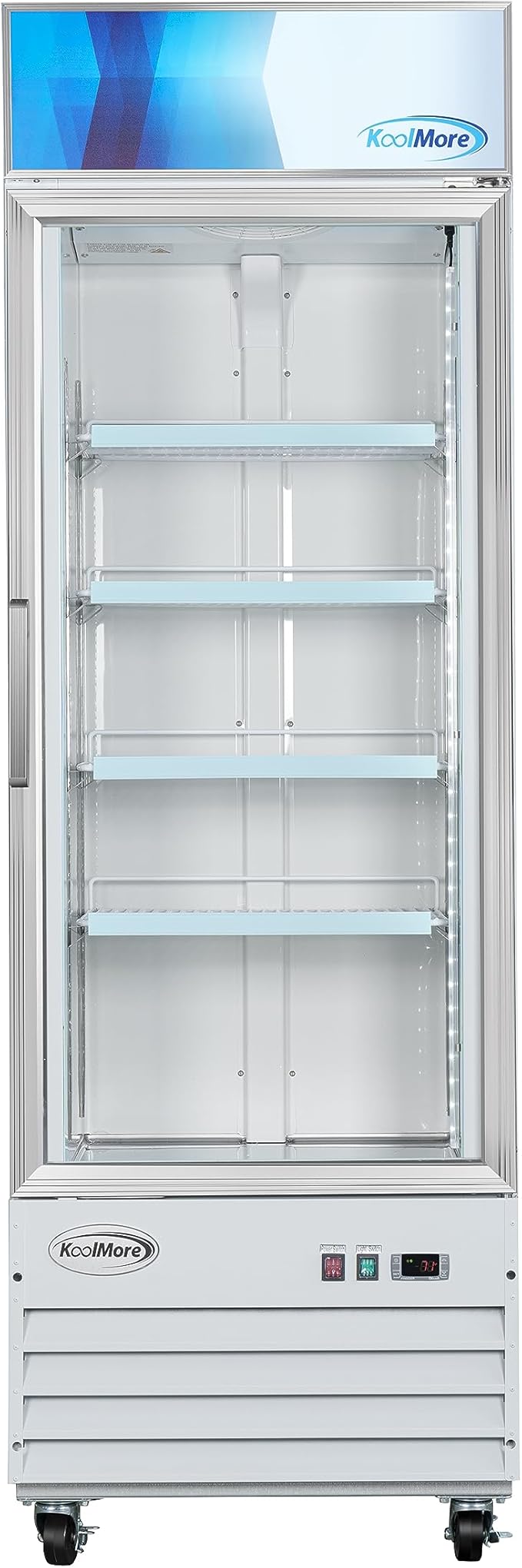KoolMore MDF-1GD-13C-WH 27 in. Commercial One Glass Door Display Upright Freezer Merchandiser in White 13 Cu. Ft
