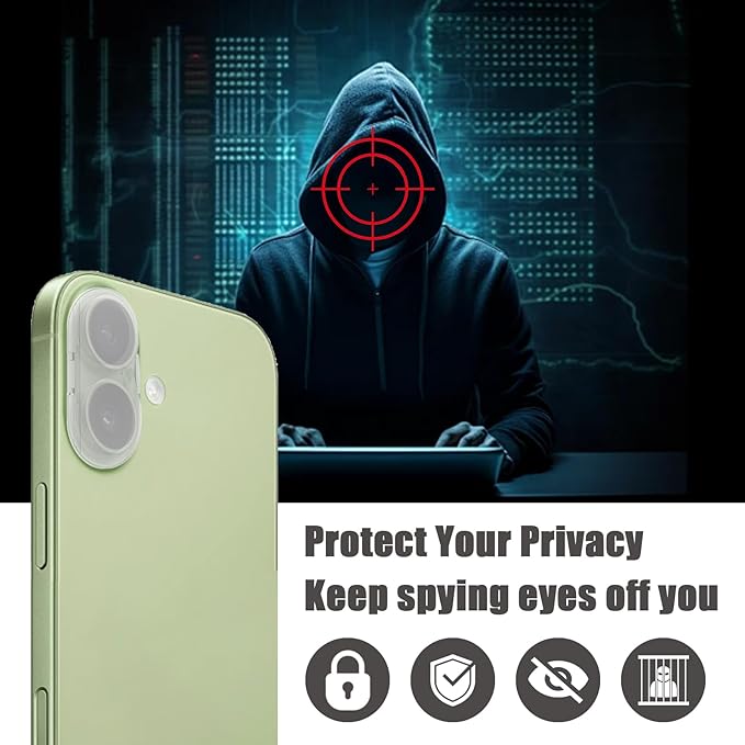 Camera Lens Cover Compatible for iPhone 16/16 Plus/17,Camera Lens Protector to Protect Privacy and Security,Strong Adhesive -2 Pack-Clear